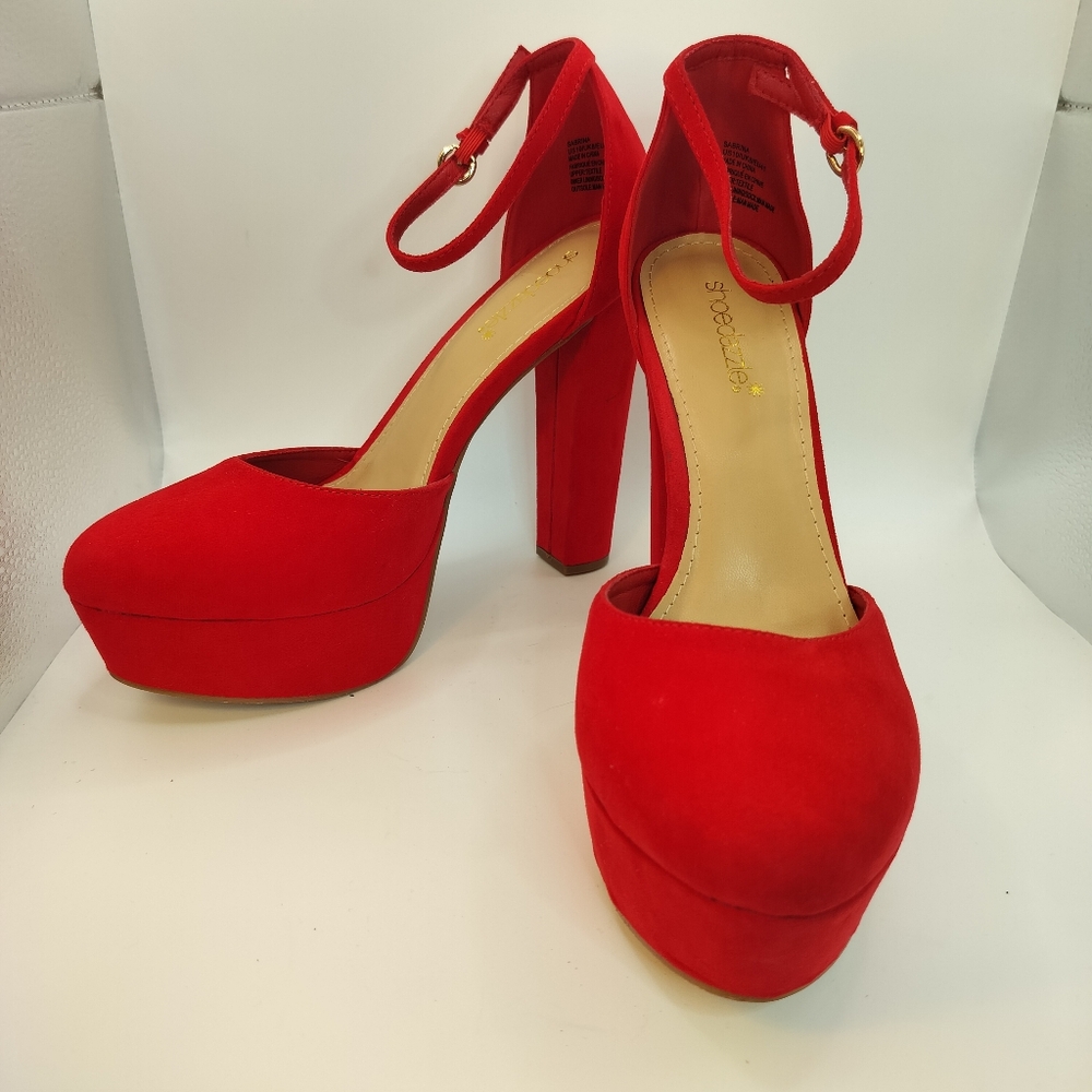 Shoedazzle‎ Sabrina Red Platform Sandals Pumps Heels Womens Size 10 Sexy Baddie